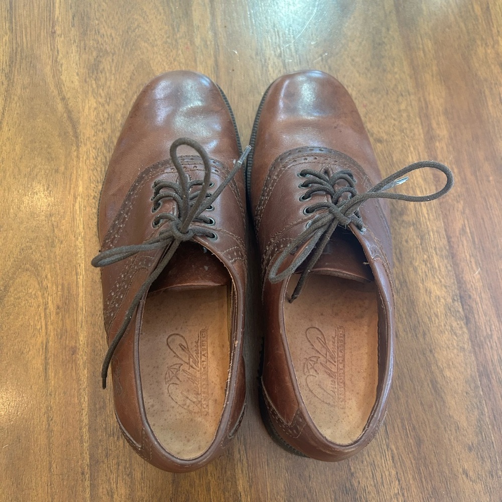 Arnold Palmer Oxford Sz 8.5M Brown Leather Belfry Saddle Lace Up Round Toe Shoes - Picture 3 of 8